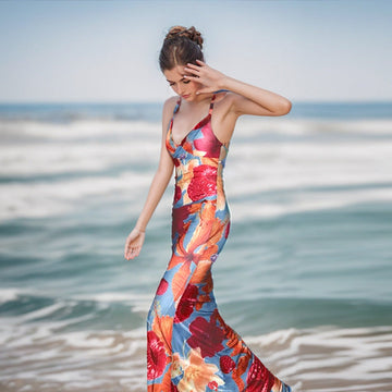 Sling Sexy Bareback Print Dress Woman New Holiday Style Hottie Dress DJPT